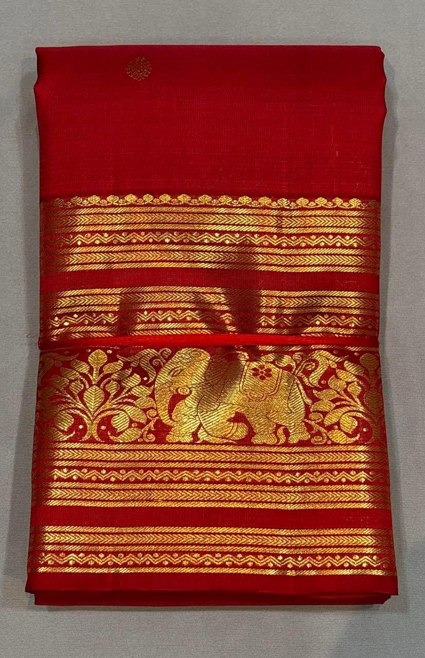 Kanchipuram Pattu Silk Saree – Royal Red - pochampallysarees.com