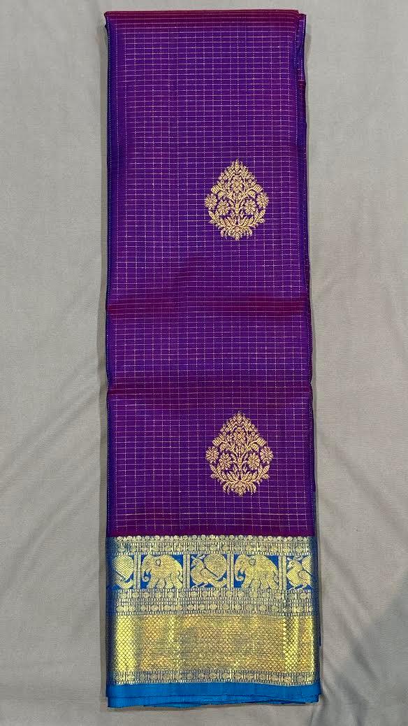 Kanchipuram Pattu Sarees | Pure Kanchi Silk Saree with Sky Blue Pallu - pochampallysarees.com