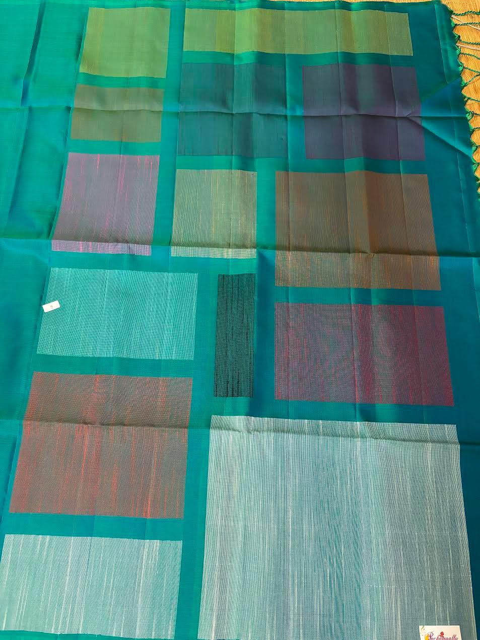 PURE SOFT SILK SAREE ANANDA BLUE AND ANANDA BLUE WITH ALLOVER ZARI WEAVES IN BORDER KANCHI TEMPLE STYLE - pochampallysarees.com