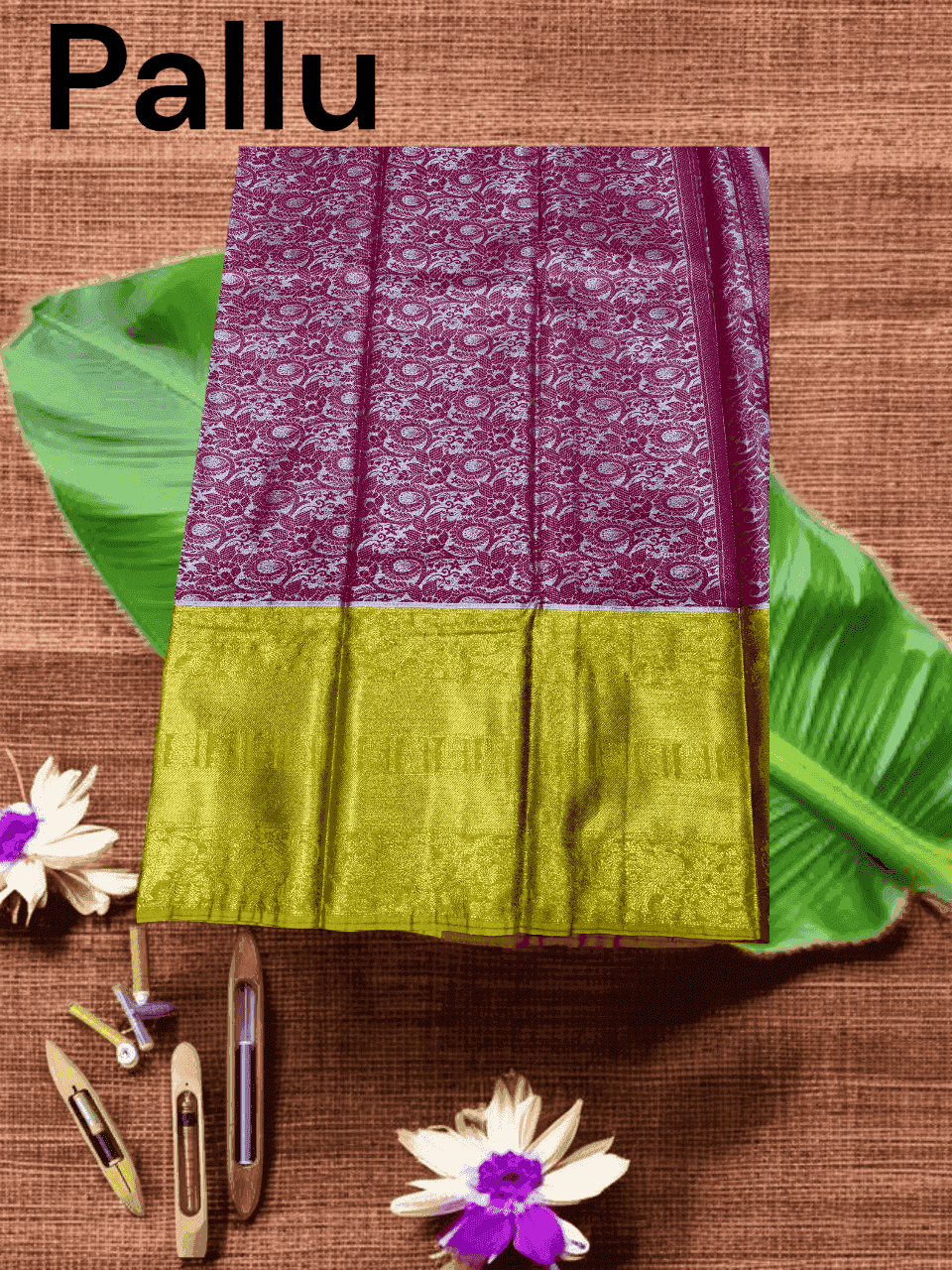 SOFT SILK PATTU KANCHI BORDER RED MIDDLE GRAY - pochampallysarees.com