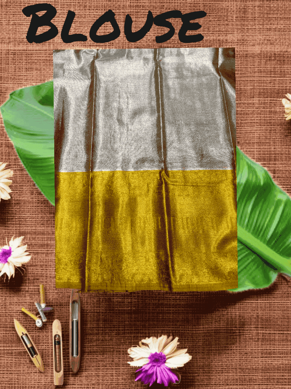 SOFT SILK PATTU KANCHI BORDER RED MIDDLE GRAY - pochampallysarees.com