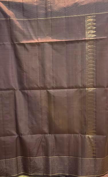 Chartreuse Yellow Kanchipuram Silk Saree with Chocolate Brown Zari Border and Pallu