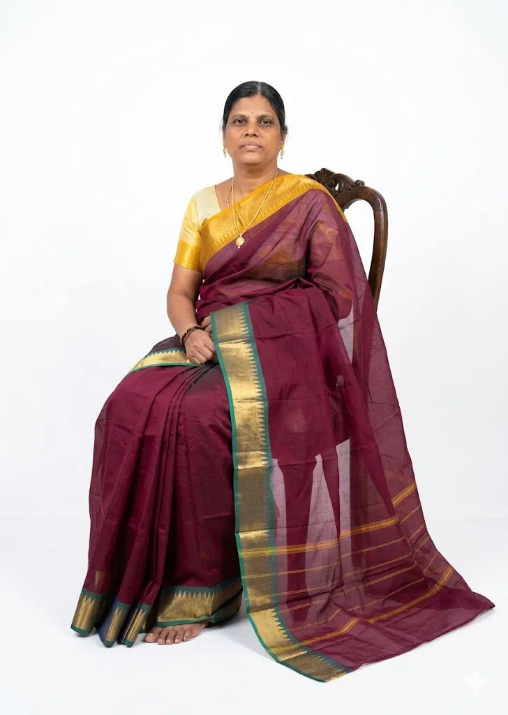 NARAYANPET COTTON Chocolate Saree - pochampallysarees.com