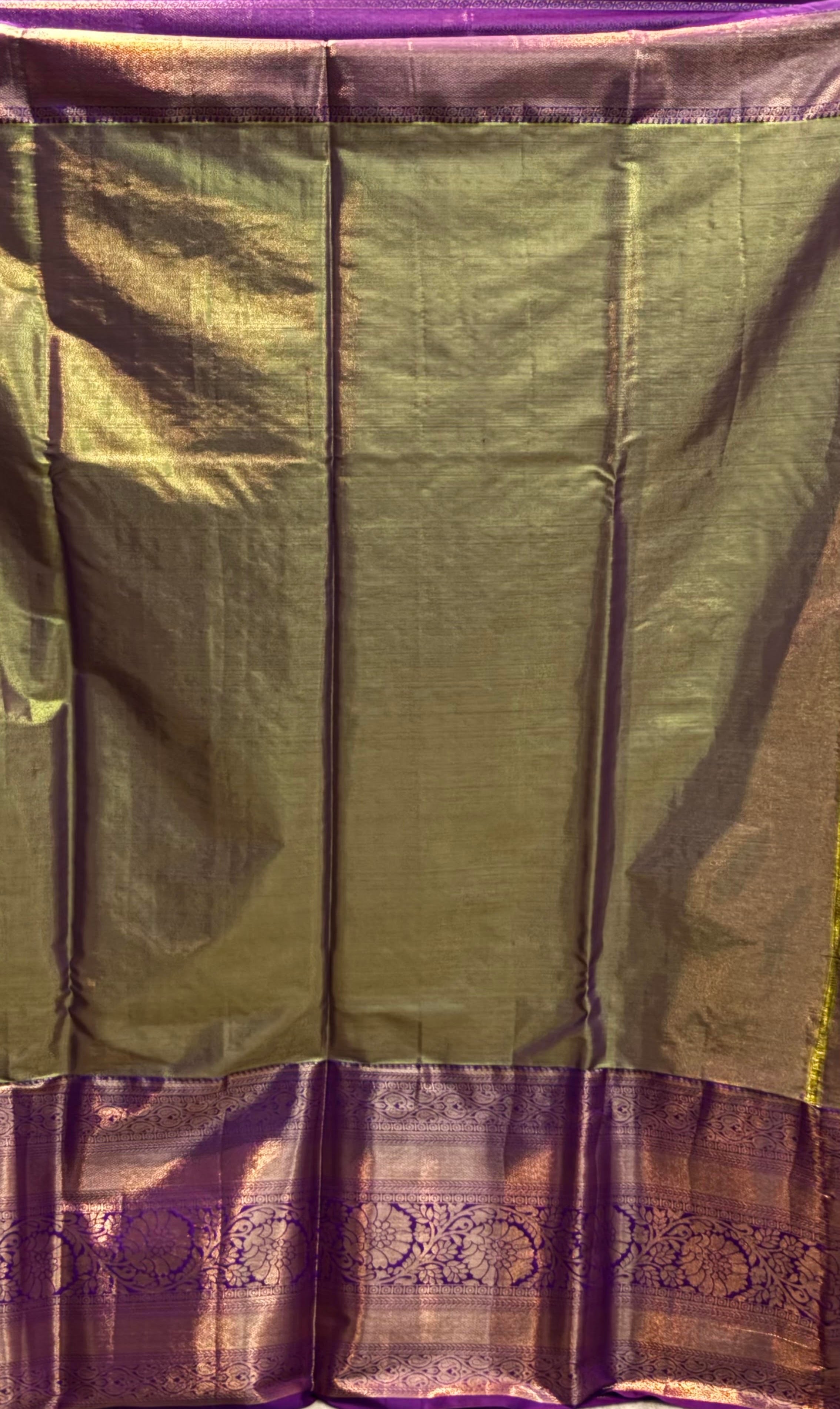 Traditional Dharmavaram Bridal Silk Saree with Double-Shaded Body & Heavy Pallu