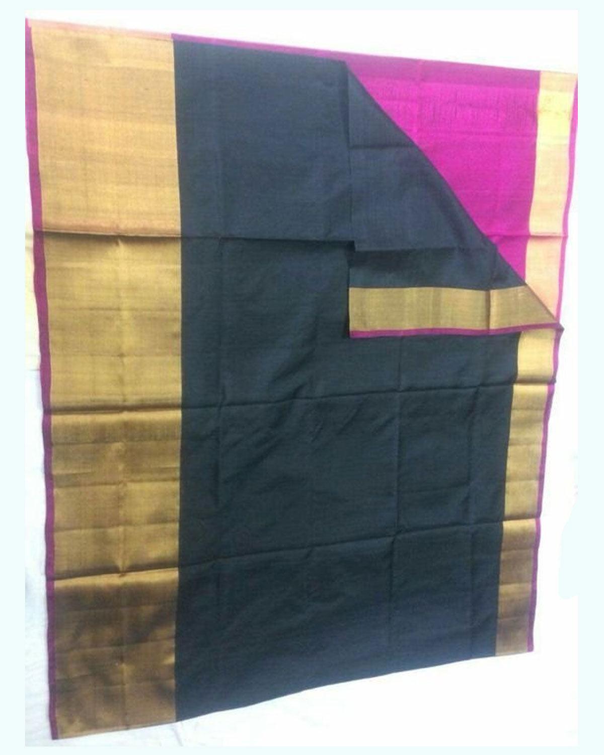 UPPADA BIG TISSUE BORDER BLACK COLOUR SAREE - pochampallysarees.com