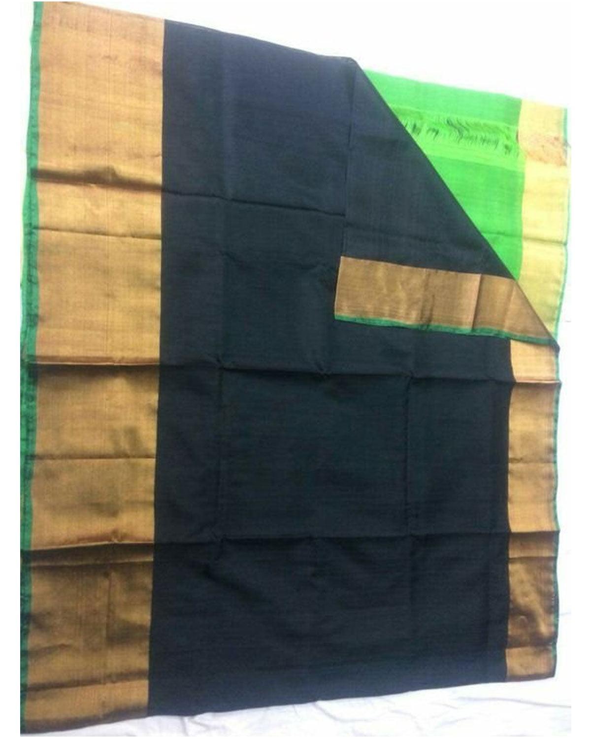 UPPADA BIG TISSUE BORDER BLACK COLOUR SAREE - pochampallysarees.com