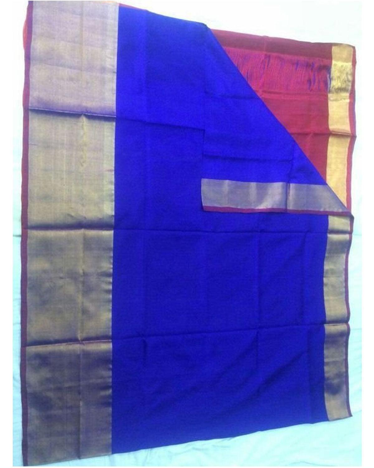 UPPADA SILK BIG TISSUE BORDER BLUE COLOUR SAREE - pochampallysarees.com