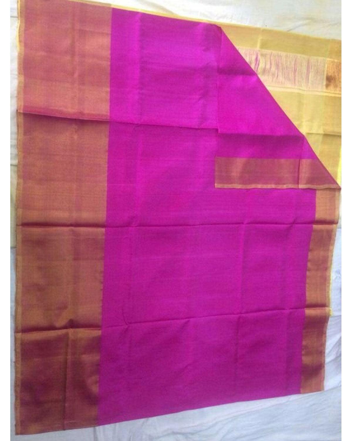 UPPADA SILK BIG TISSUE BORDER MEJENTA PINK COLOUR SAREE - pochampallysarees.com