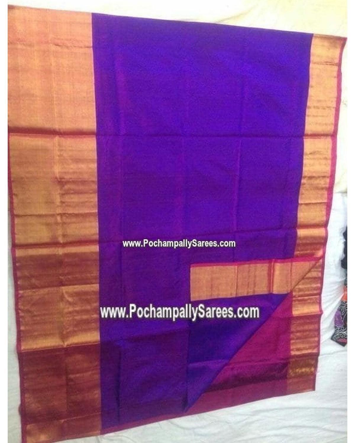 UPPADA SILK BIG TISSUE BORDER PURPLE COLOUR SAREE - pochampallysarees.com