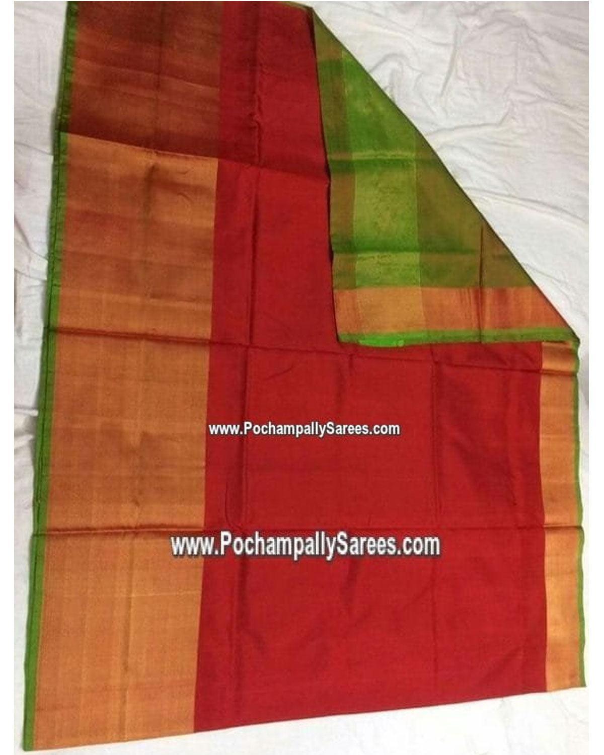 UPPADA SILK BIG TISSUE BORDER RED COLOUR SAREE - pochampallysarees.com