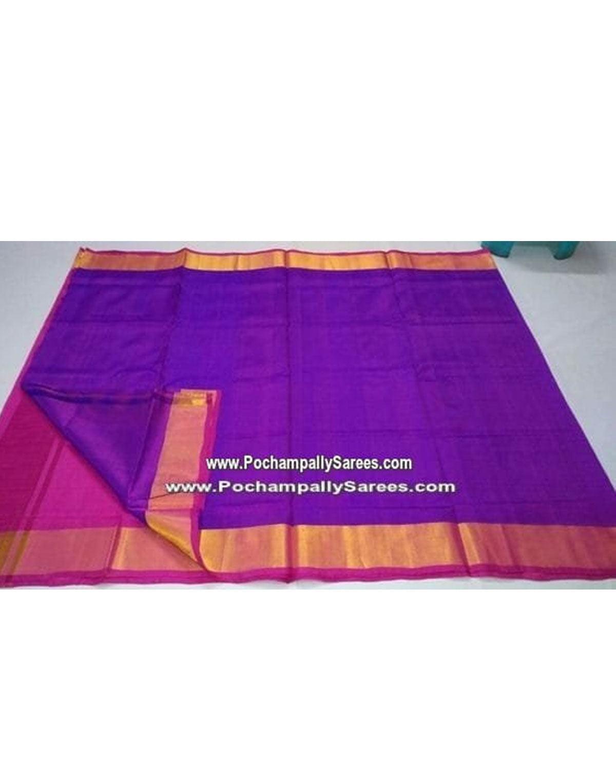 UPPADA SILK PLAIN PURPLE COLOUR SAREE - pochampallysarees.com