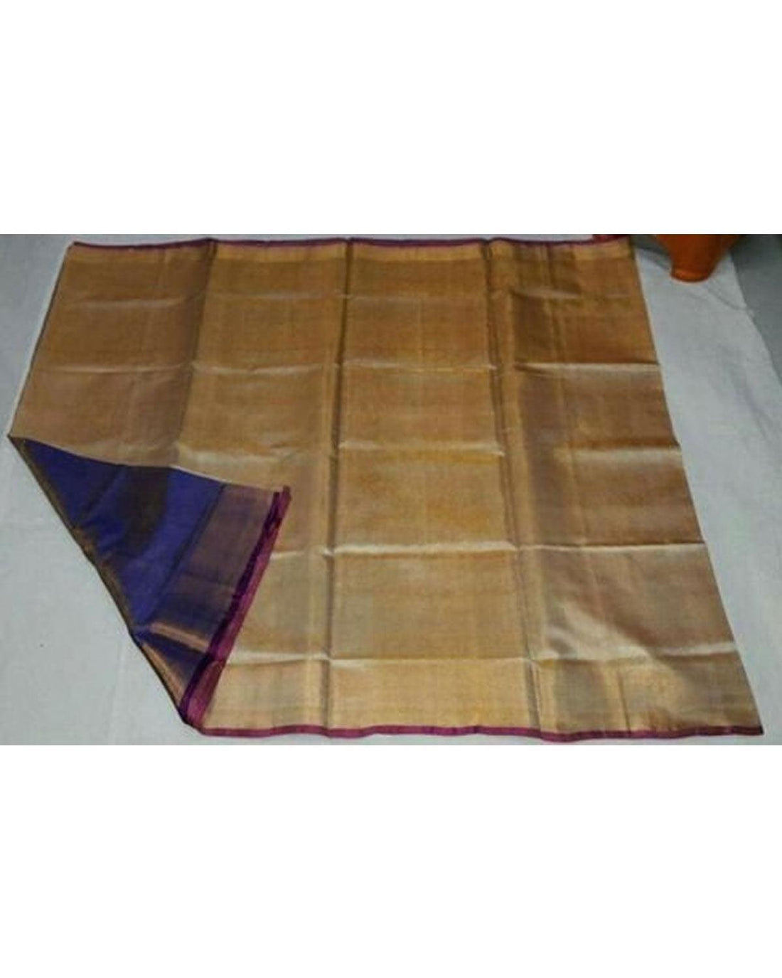 UPPADA TISSUE CREAM AND BLUE SAREE - pochampallysarees.com