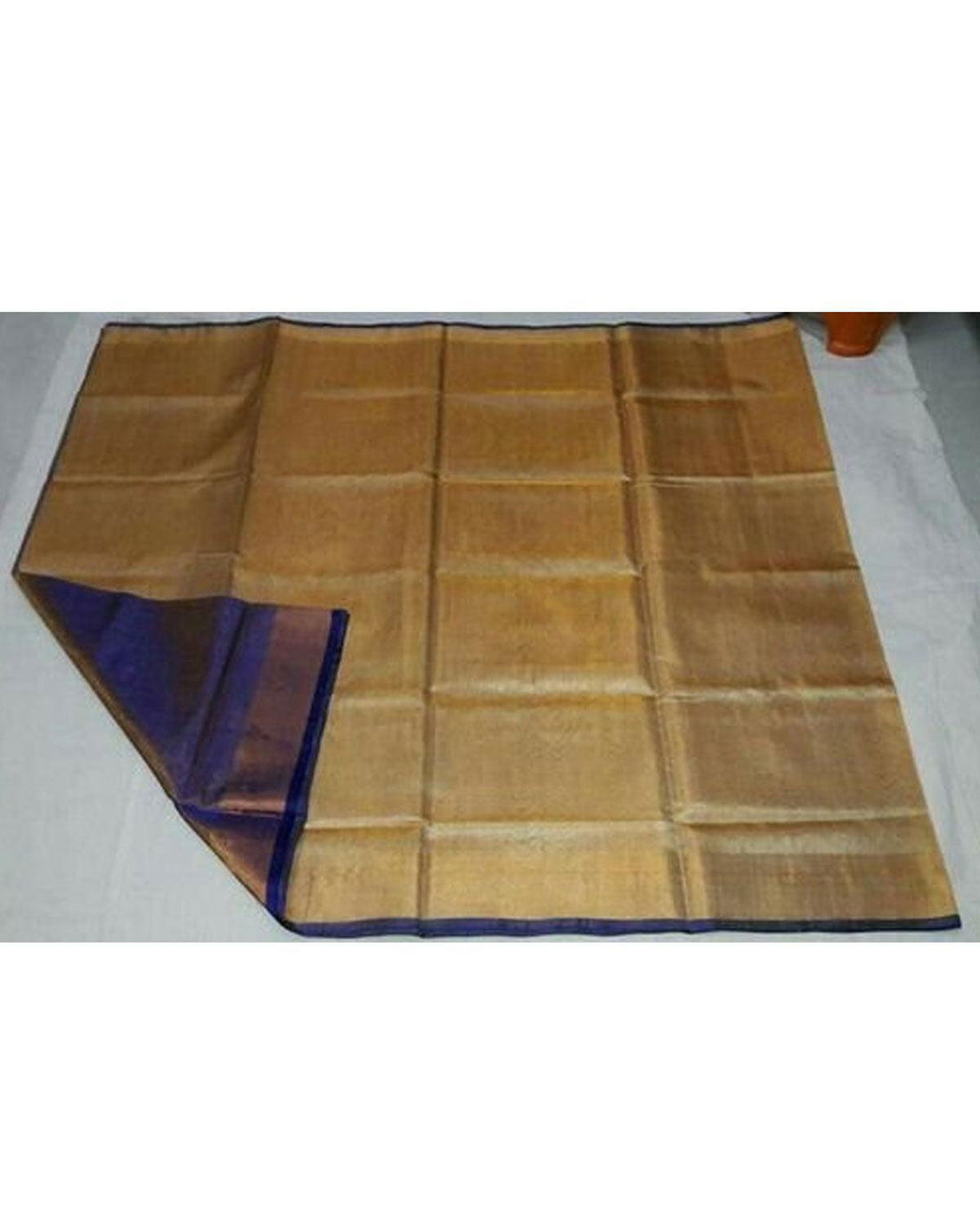 UPPADA TISSUE CREAM AND BLUE SAREE - pochampallysarees.com