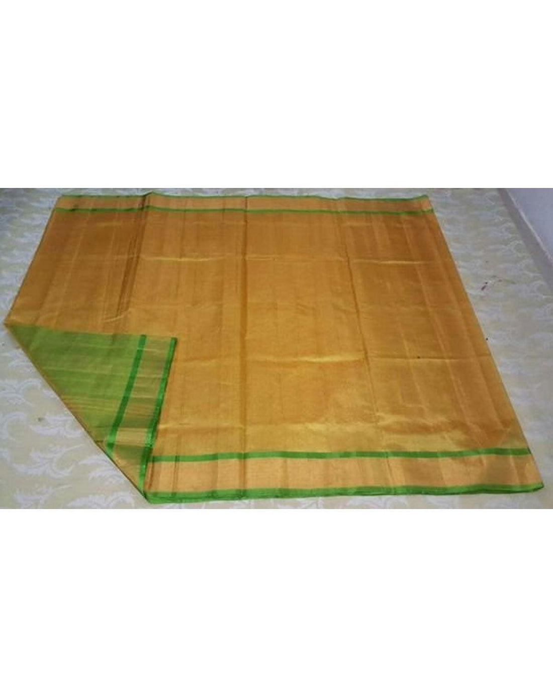 UPPADA TISSUE CREAM AND GREEN COLOUR SAREE - pochampallysarees.com