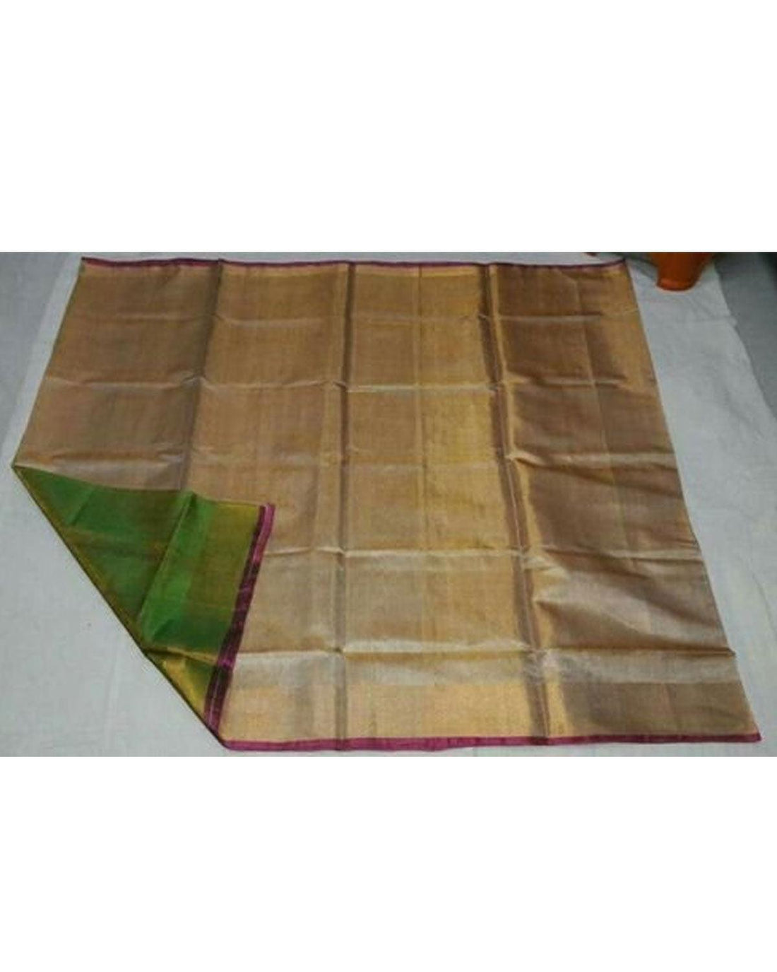 UPPADA TISSUE CREAM AND PARROT GREEN COLOUR SAREE - pochampallysarees.com