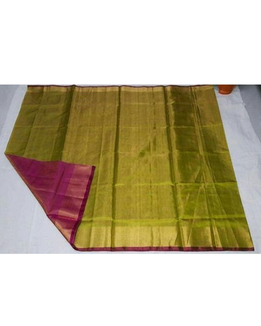 UPPADA TISSUE GREEN AND PINK COLOUR SAREE - pochampallysarees.com