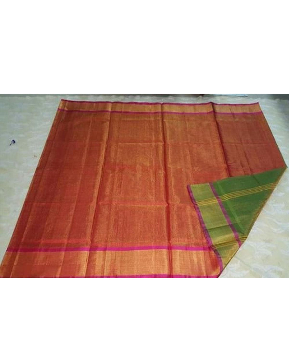 UPPADA TISSUE PINK AND GREEN COLOUR SAREE - pochampallysarees.com