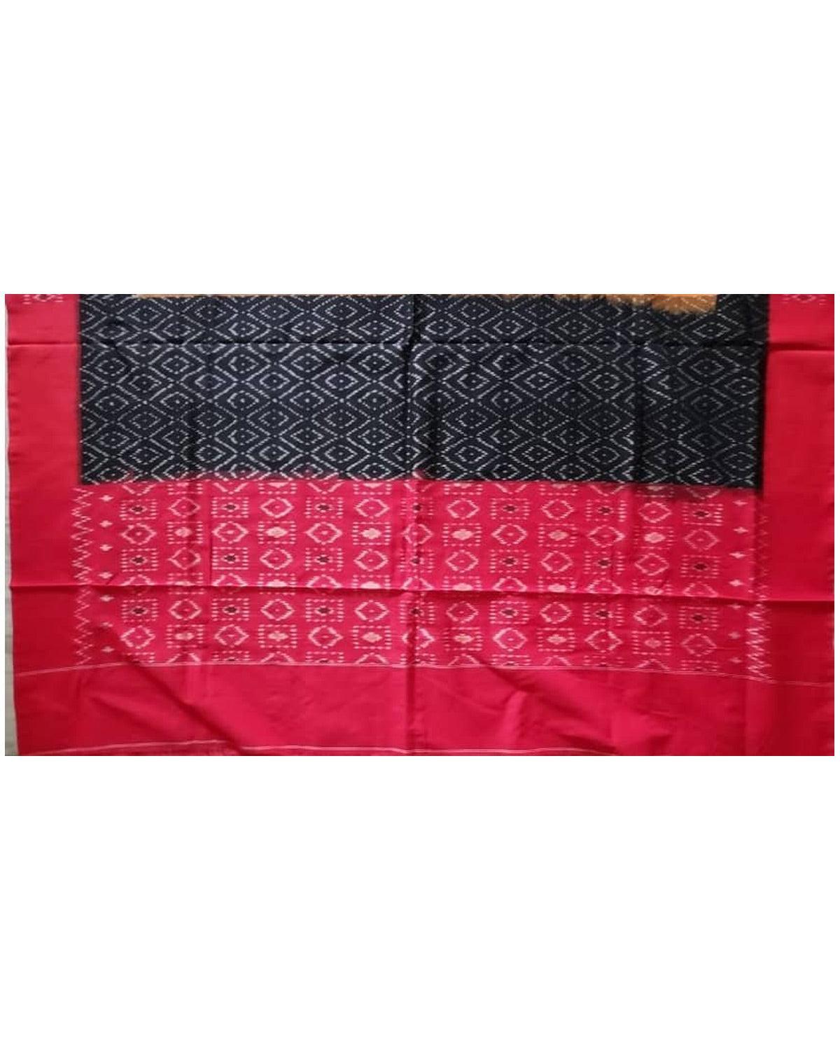 YELLOW, RED AND BLACK COLOR IKAT COTTON SAREE - pochampallysarees.com