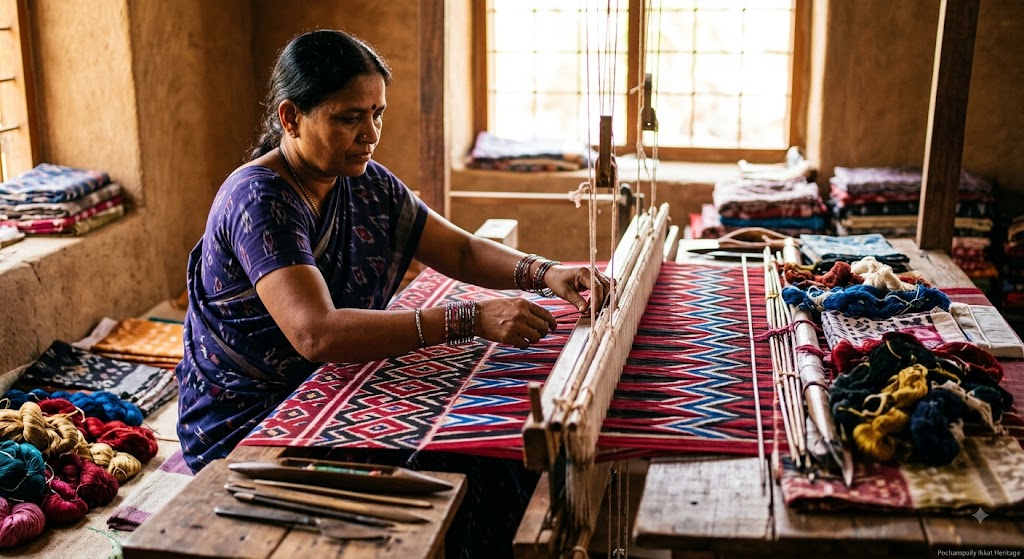 Ikat-weaving-Pochampallysarees.com