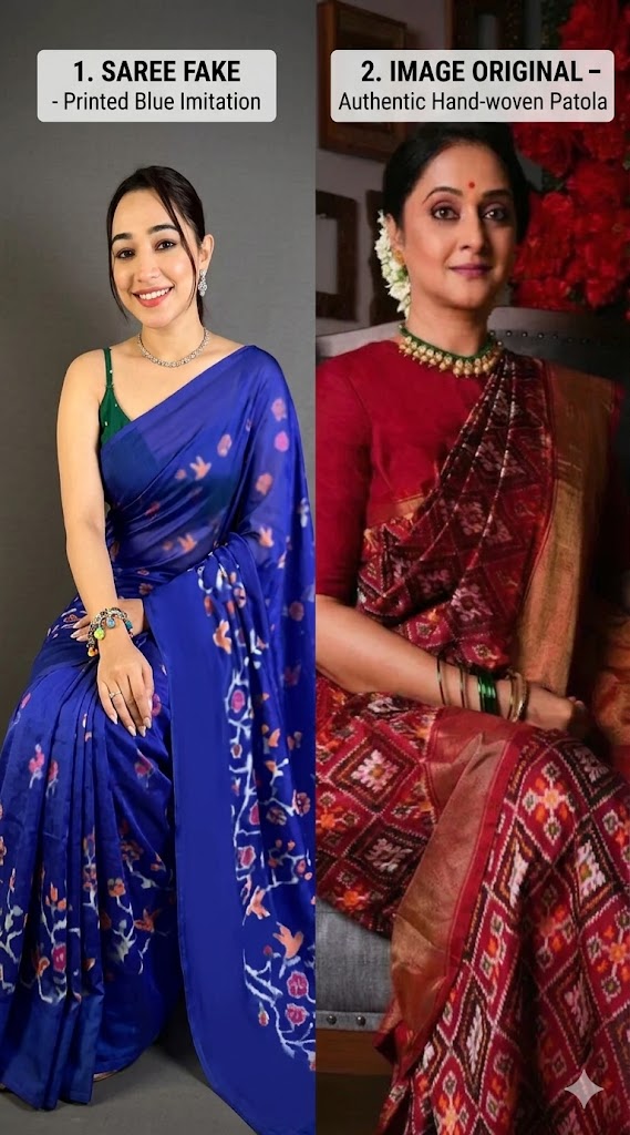 Original Vs Fake Pochampally Saree