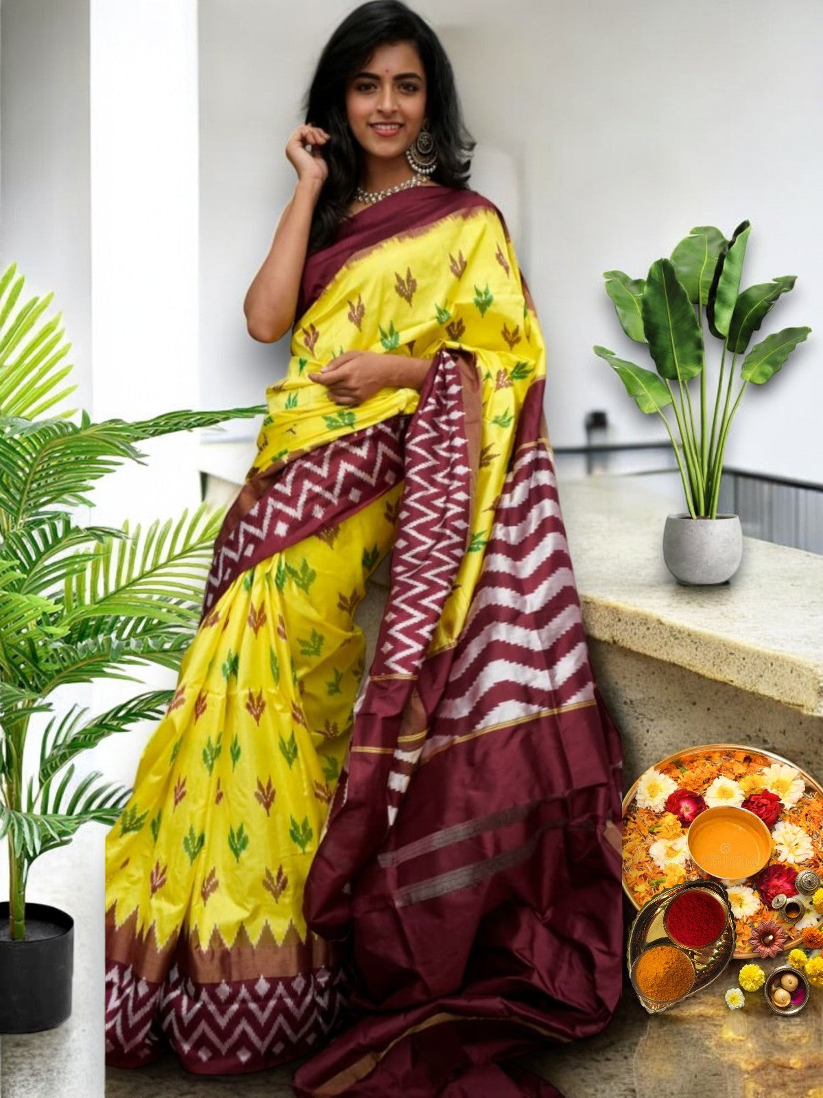 Pochampally Ikat Semi Silk Sarees - pochampallysarees.com