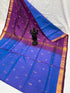 Dual-Tone Blue and Purple Uppada Pattu Silk Saree with Zari Buttas - pochampallysarees.com