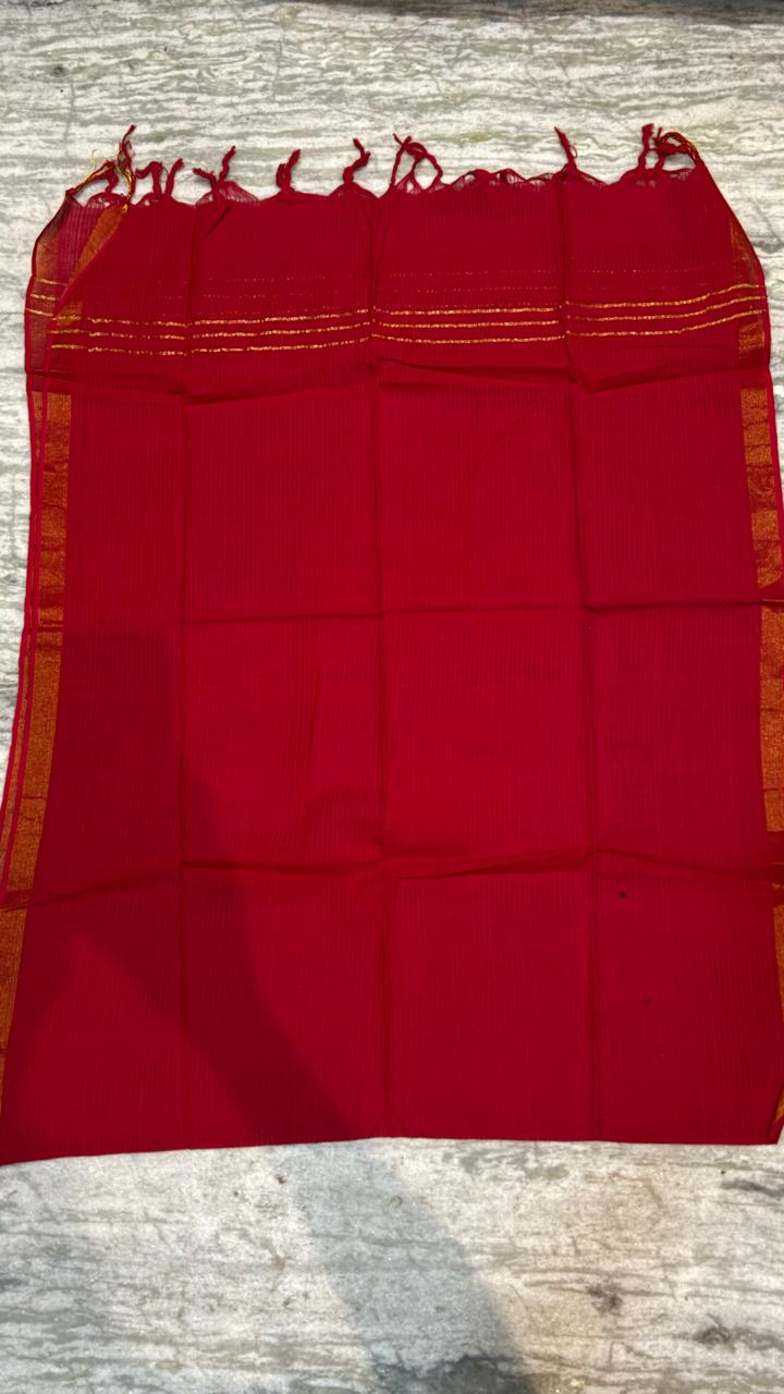 Navy Blue Ikat &amp; Deep Red Handloom Suit Set