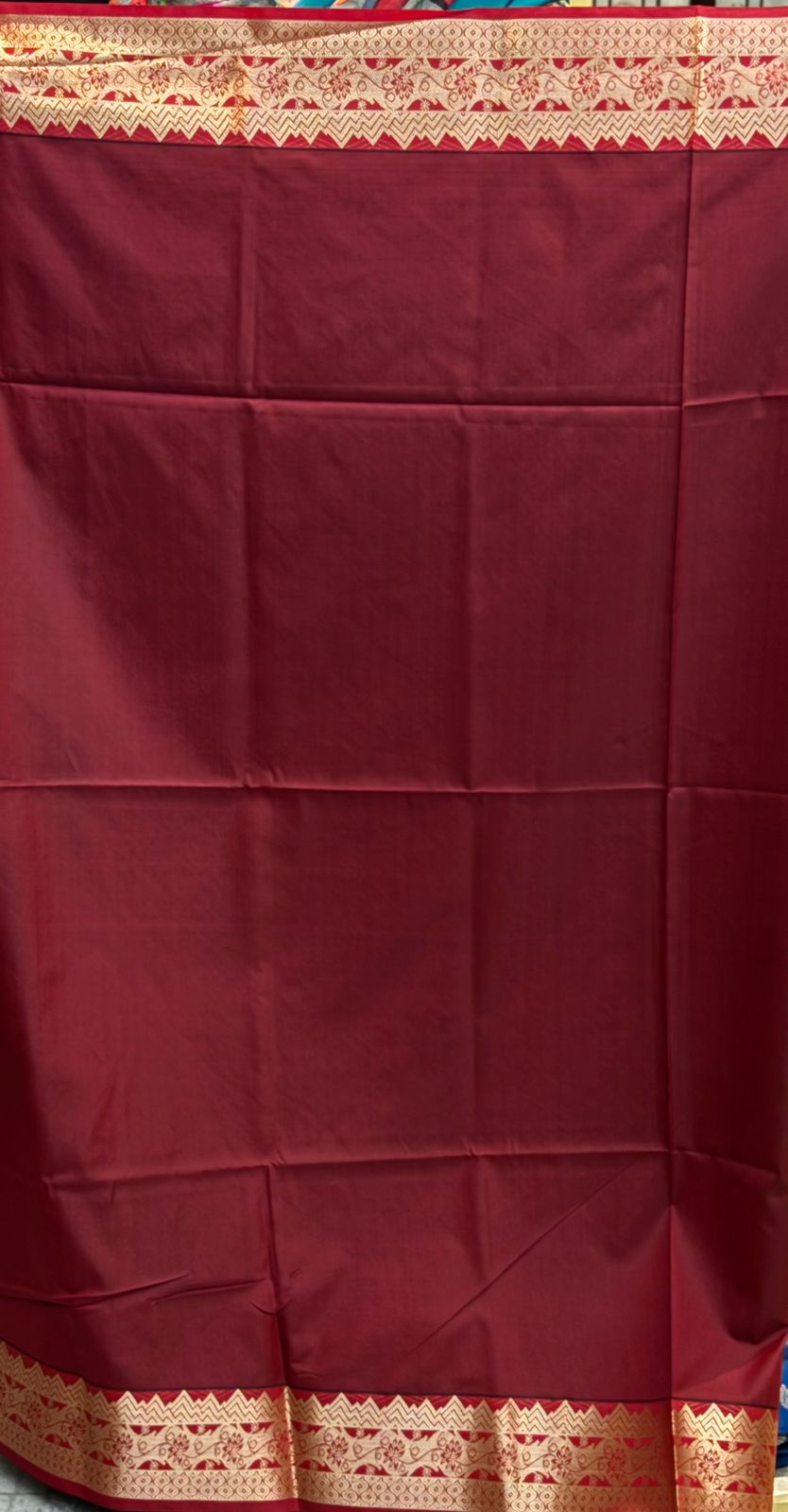 Magnificent Royal Blue Dharmavaram Pattu Saree with Silver Zari and Rich Red Contrast Pallu
