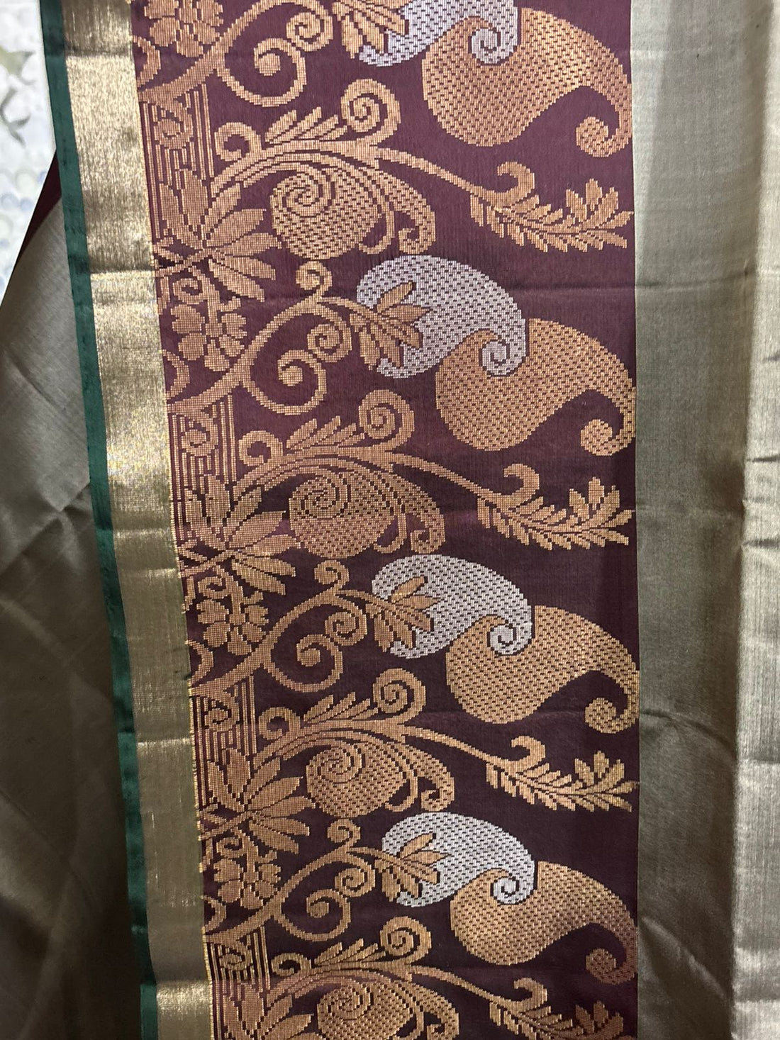 PURE SOFT SILK SAREE GRAY CHOCOLATE