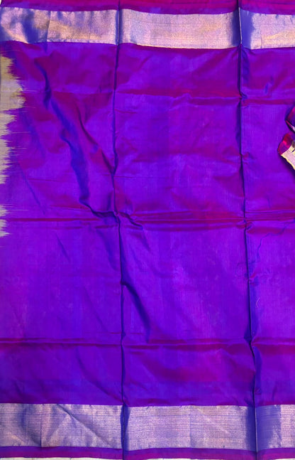 Grey and Purple Handloom Pochampally Ikkat Pure Silk Saree