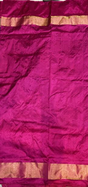 Regal Deep Purple &amp; Pink Ikat Silk Saree with Rich Gold Zari