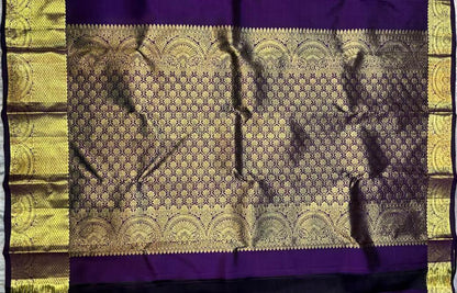Elegant Purple Pure Kanchipuram Pattu Silk Saree with Gold Zari - pochampallysarees.com