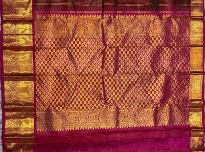 Authentic Maroon &amp; Pink Kanchipuram Pattu Saree | Kanchi Sarees - pochampallysarees.com