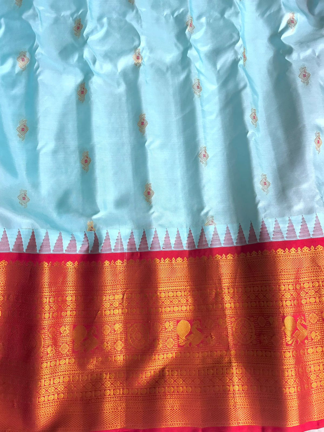 GADWAL SILK SARI SEAGREEN