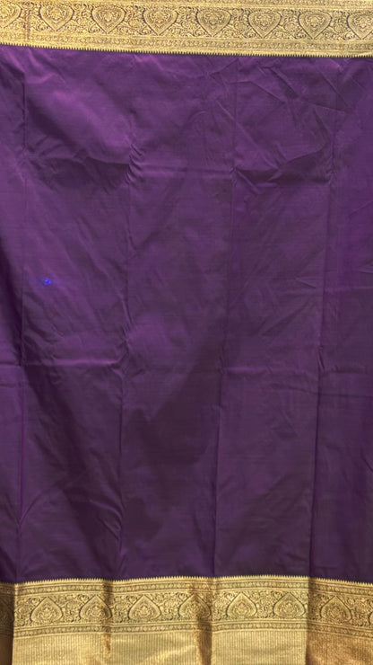 Authentic Magenta Purple Dharmavaram Silk Saree with Heavy Gold Zari Border