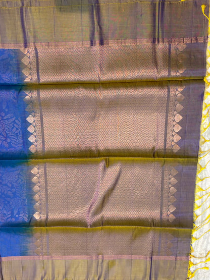 Elegant Dual Tone Blue &amp; Purple Soft Silk Saree | Buy Online