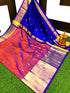 Exquisite Royal Blue & Reddish-Pink Uppada Pattu Saree with Zari Motifs - pochampallysarees.com