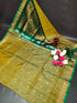 Olive Gold and Forest Green Uppada Pattu Silk Saree with Zari Motifs - pochampallysarees.com