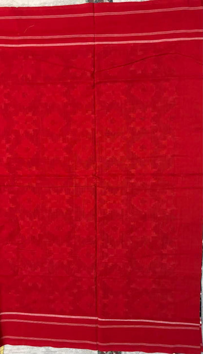 TELIA RUMAL DOUBLE IKKAT COTTON BLACK RED SAREE - pochampallysarees.com