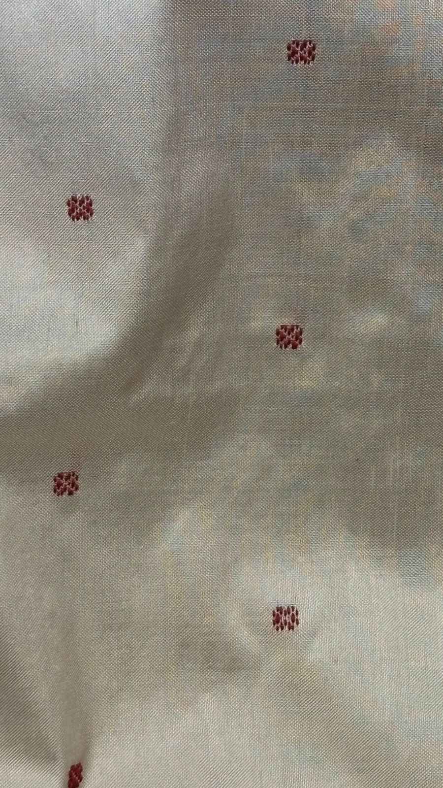 White Pochampally Ikkat Silk Saree with Red Zari Border