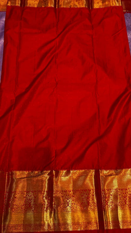 Beautiful Traditional Semi Dharmavaram Silk Saree in Lavender &amp; Red