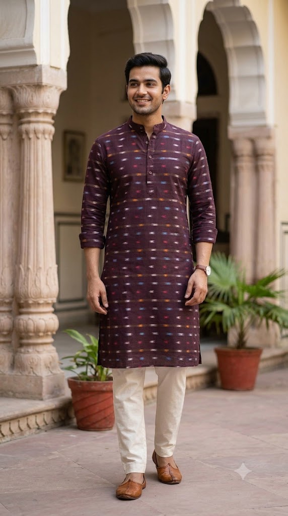 Dark Maroon Authentic Ikat Cotton Fabric
