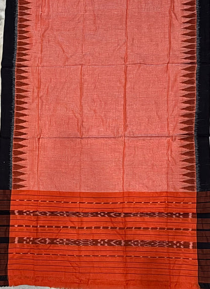 Terracotta Ikat Unstitched Handloom Cotton Suit Material (3-pc Set)