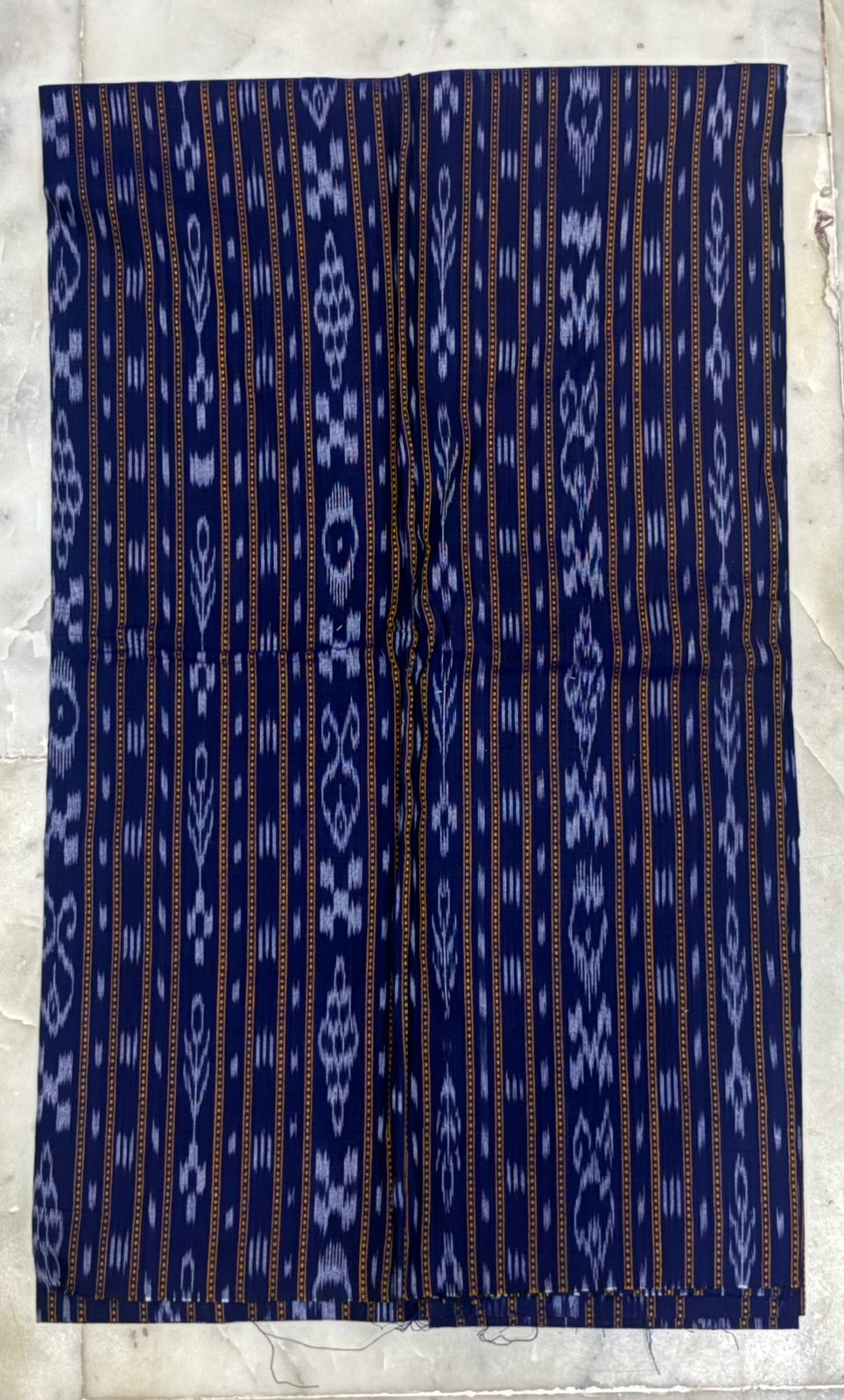 Unstitched Blue &amp; Grey Ikat Cotton Suit Material