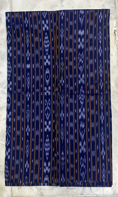 Unstitched Blue &amp; Grey Ikat Cotton Suit Material