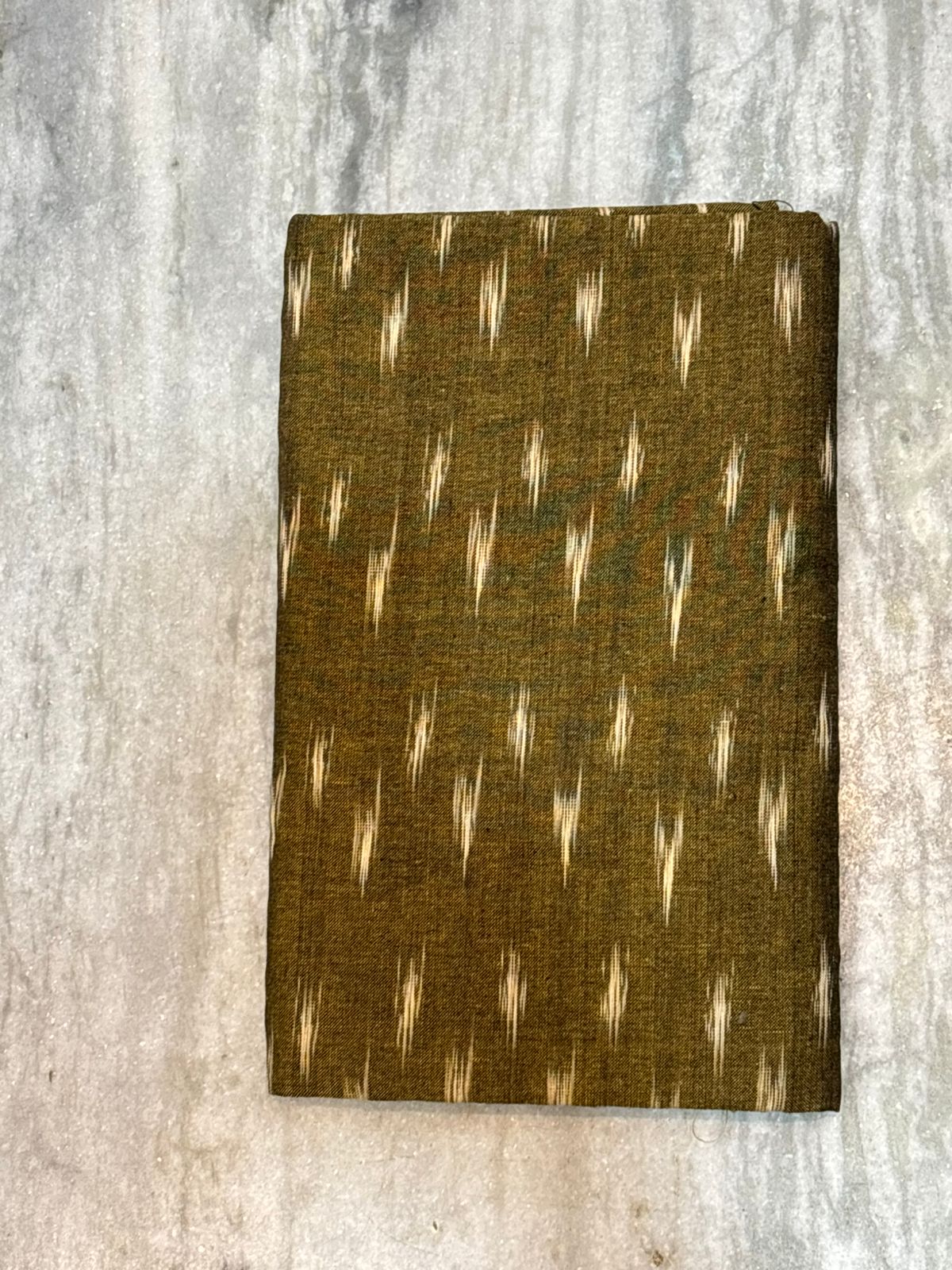 DOUBLE IKAT COTTON BROWN WITH YELLOW COLOR DRESS MATERIAL -C70