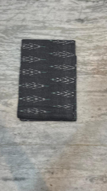 Pure Handloom Ikat Charcoal Grey and Teal Green Unstitched Suit Set