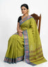 NARAYANPET COTTON SARI OLIVE GREEN - pochampallysarees.com