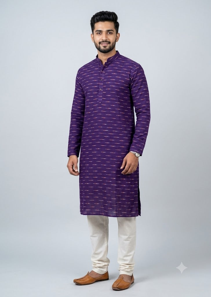 Pure Pochampally Ikat Cotton Fabric – Royal Purple