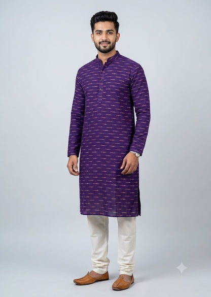 Pure Pochampally Ikat Cotton Fabric – Royal Purple